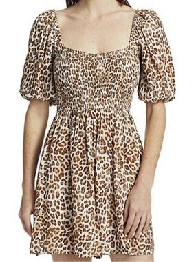 Faithfull the Brand Ilaria Leopard Print Mini Dress - Brown & White